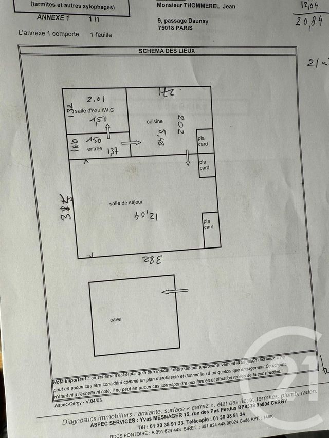 Appartement Studio à vendre - 1 pièce - 21.16 m2 - PARIS - 75017 - ILE-DE-FRANCE - Century 21 Patrimoine 17