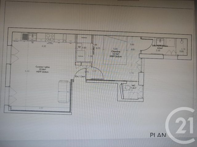 Appartement F2 à vendre - 2 pièces - 42.21 m2 - PARIS - 75017 - ILE-DE-FRANCE - Century 21 Patrimoine 17